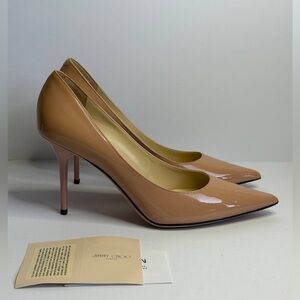 Jimmy Choo Love 85 Pumps in Ballet Pink Patent Leather Heels Size 37.5